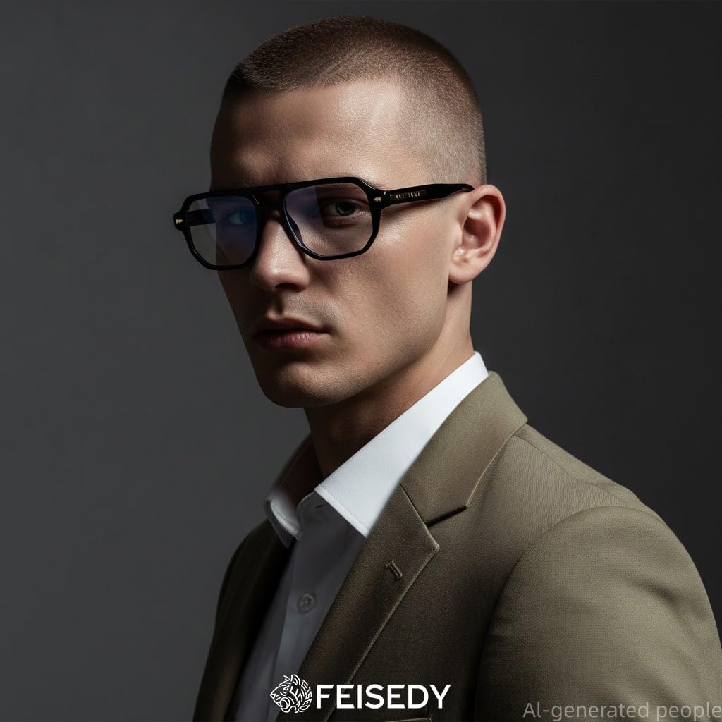 商品图片 35 | B0FHKFDMDZ | FEISEDY Aviator Blue Light Glasses for Men Women, Retro 70s Style Design TR90 Anti Glare Digital Eyestrain & Daily Wear B0284