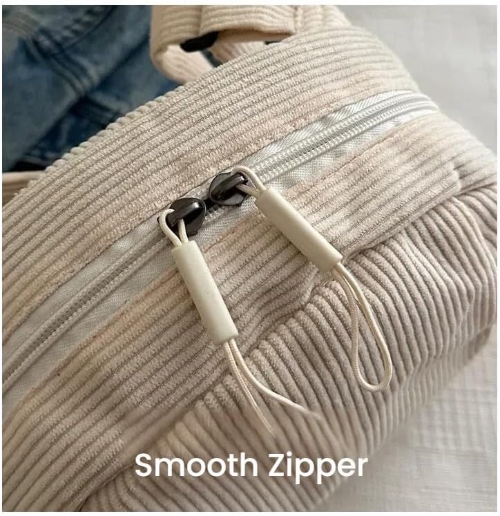 商品图片 6 | B0FWX4WZW7 | Corduroy Crossbody Bag, Small Canvas Purse with Adjustable Strap, Round Retro Shoulder Bag, Casual Daily Outfit Accessory