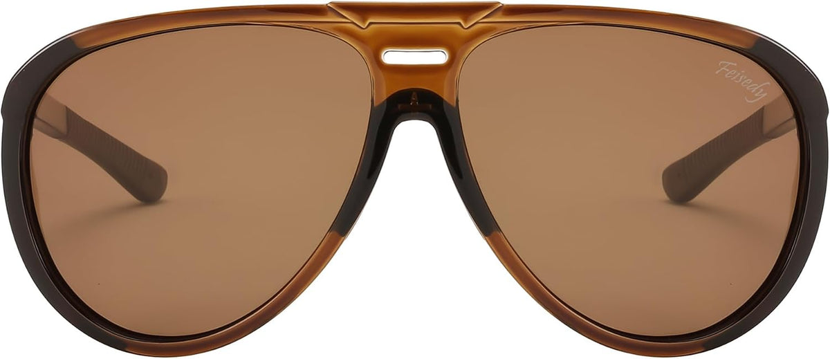 ÉÌƷͼƬ 27 | B0CT5M1L9R | FEISEDY Polarized Aviator Sunglasses Men Women Oversized Round Steampunk Sunglasses Side Shield Goggles B0095