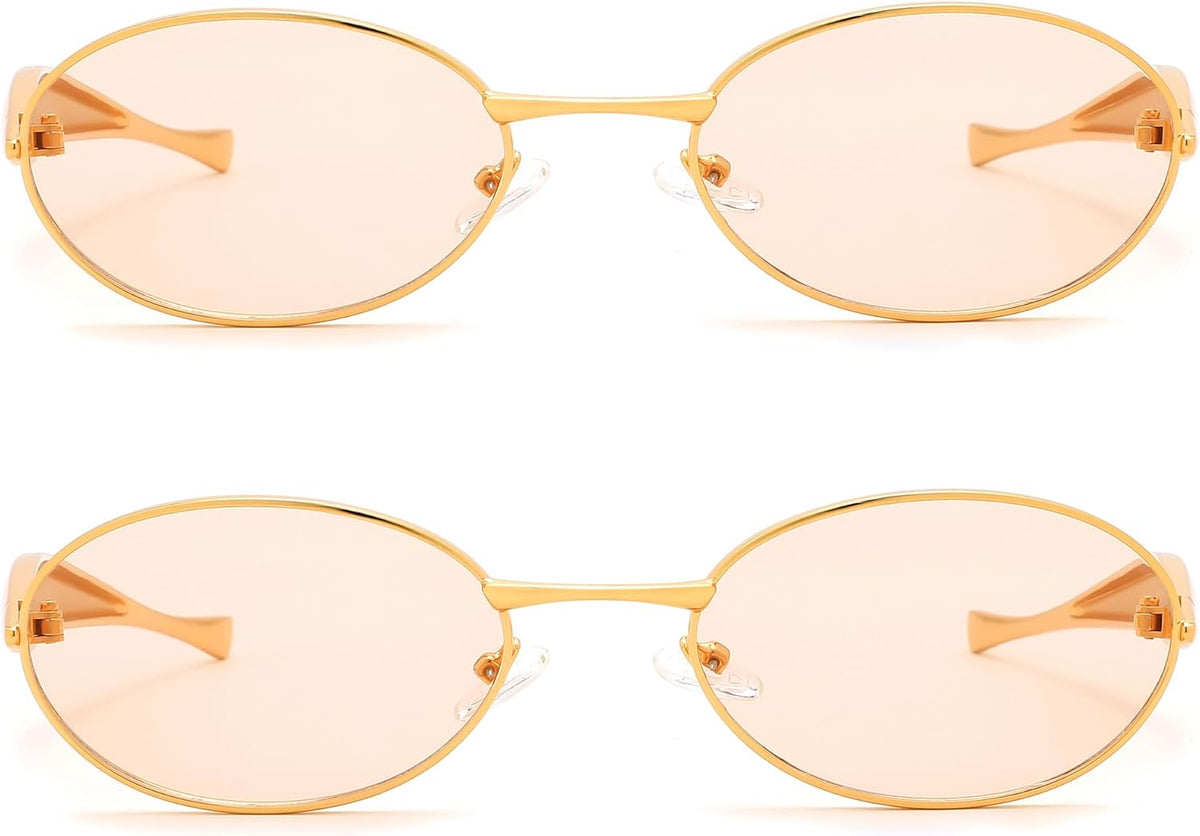 ÉÌƷͼƬ 10 | B0FH4FH8VH | FEISEDY Retro Oval Sunglasses Women Men - Gold Metal Chunky Frame, UV400 for Driving & Daily Wear B0312
