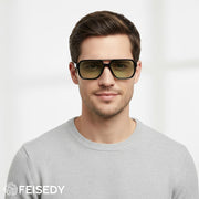 ÉÌƷͼƬ 3 | B0GLG5HZ1L | FEISEDY Retro Square Aviator Sunglasses for Men Women B0390