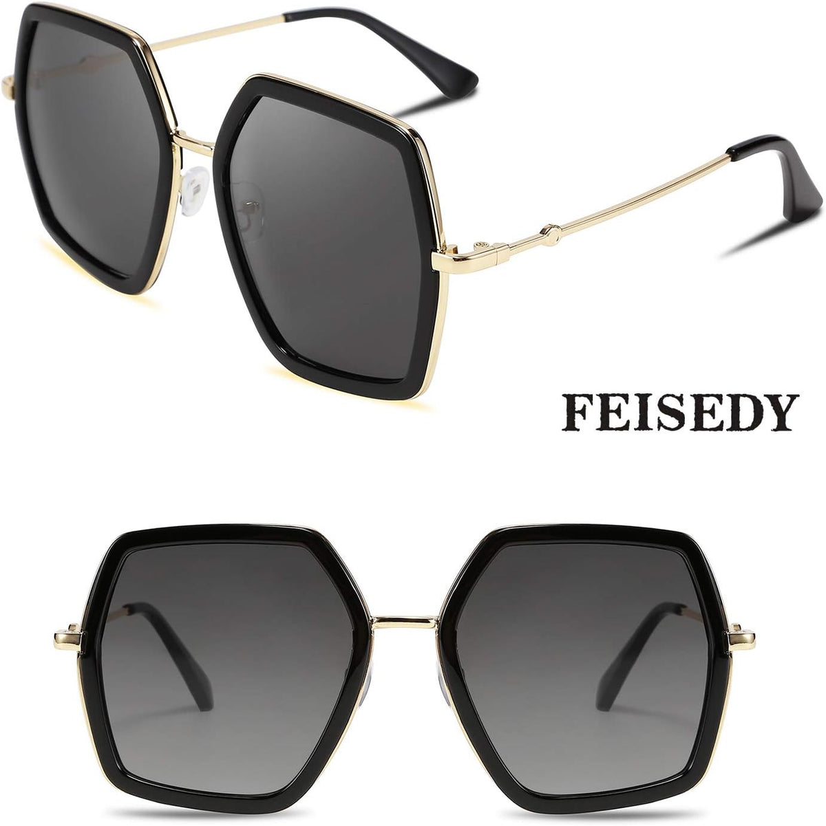 ÉÌƷͼƬ 12 | B08C7TTTDN | FEISEDY Women Large Hexagon Inspired Sunglasses Fashion Irregular Design Style Geometric B2503