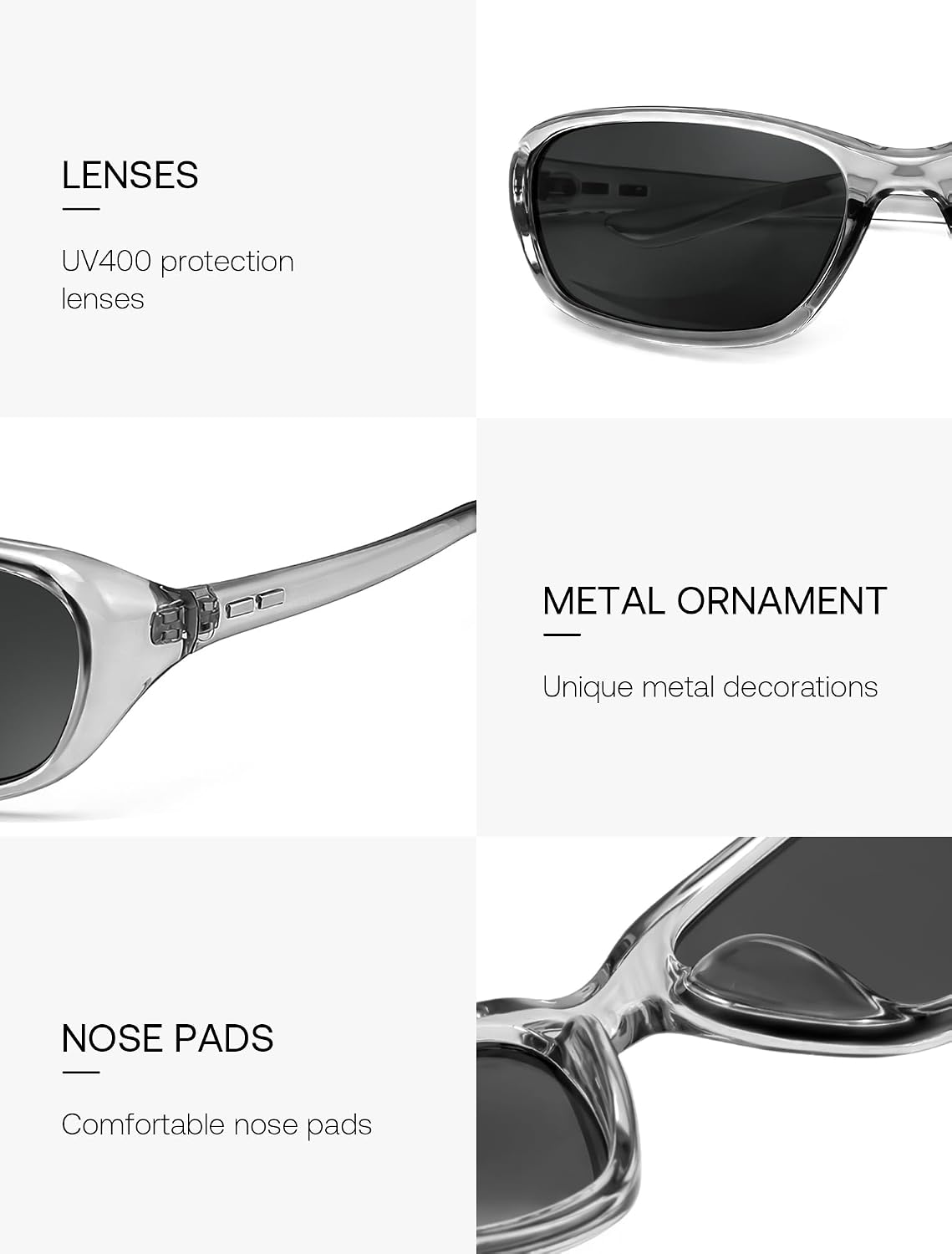 商品图片 25 | B0GLGJQXJW | FEISEDY Y2K Bug Eye Cat Eye Oval Sunglasses for Women Men B0407 | Ultra-lightweight, UV400 protection, Versatile & Chic, Petite faces