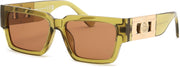 Transparent Green/Brown / 56 Millimeters | B0GD5S9PZ7 | FEISEDY Retro Trendy Rectangle Polarized Sunglasses for Women Men,Classic Narrow Square Sun Glasses B0314