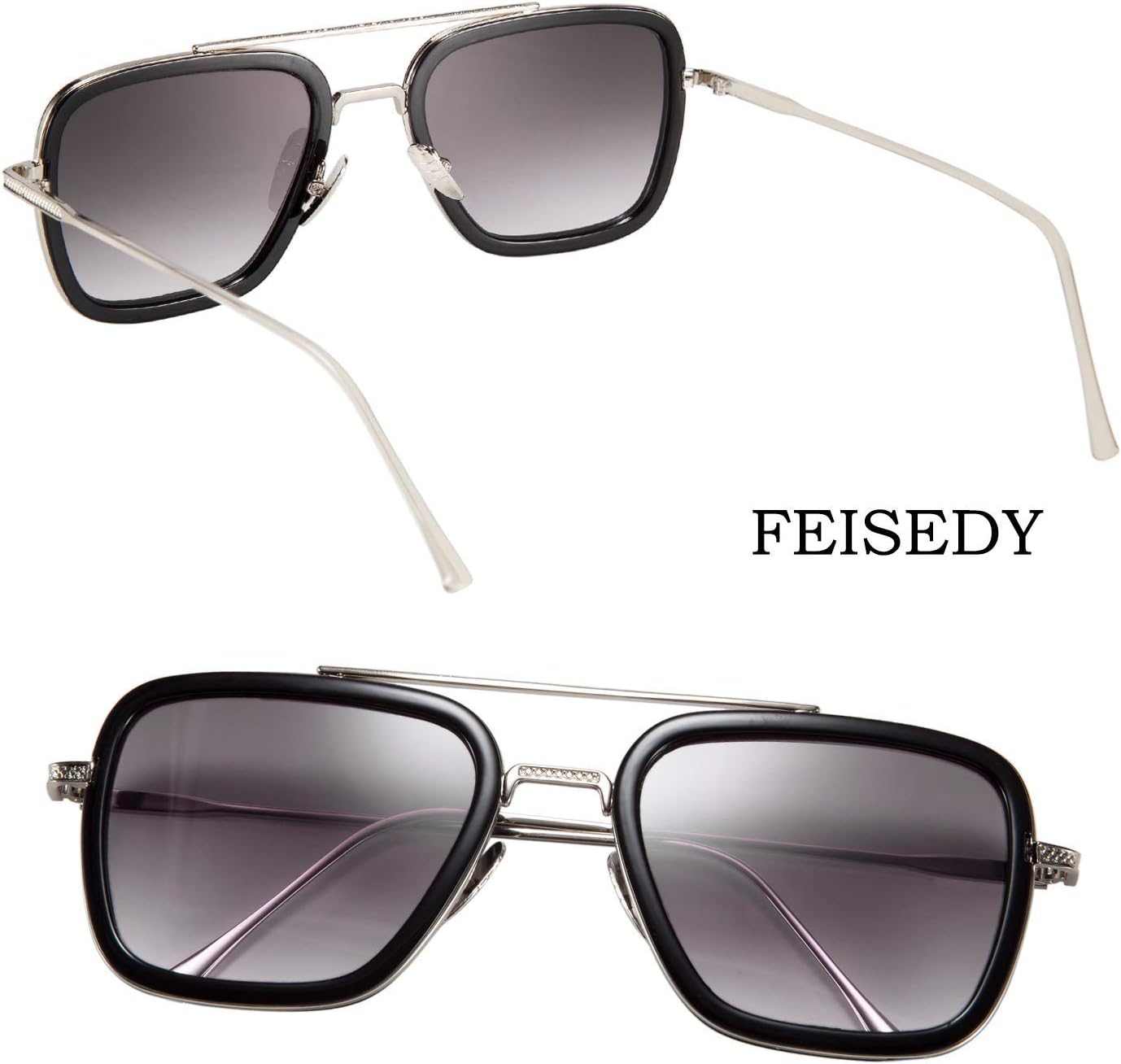 商品图片 9 | B07VFM34S4 | FEISEDY Retro Aviator 70s Pilot Sunglasses Men Trendy Women Square Sun Glasses Driving Outdoors B2510