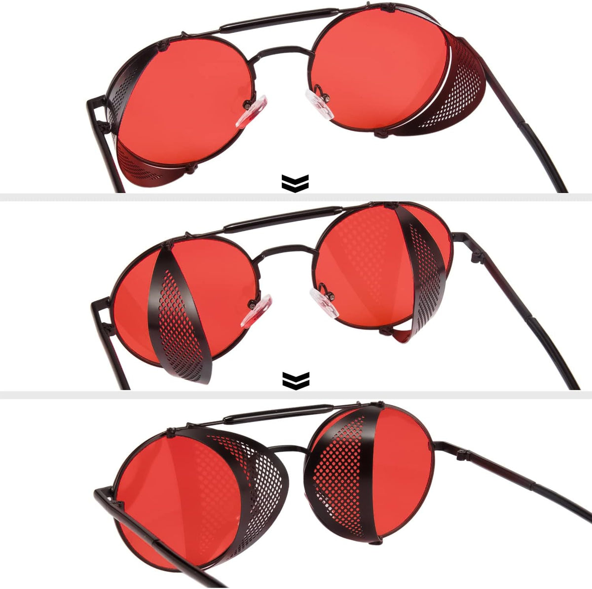 ÉÌƷͼƬ 33 | B09LYD9SW2 | FEISEDY Steam Punk Sunglasses for Men Women Side Shield Round Steampunk Vintage Glasses Shades B2518