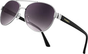 003 Sliver Frame/Gradient Grey Lenses / 60 Millimeters | B0BXXM4CNY | FEISEDY Classic Aviator Sunglasses for Women Pilot Polarized Sunglasses Men UV400 Protection for Driving Fishing Golf B4109