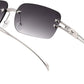 Gradient Grey / 61 Millimeters | B0GX67GDXZ | FEISEDY Retro Rimless Rectangle Y2K Tinted Sunglasses for Women Men B0423