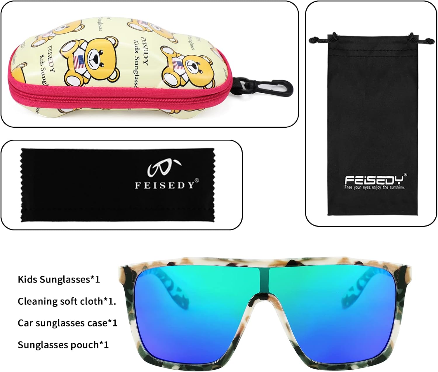 商品图片 16 | B09MW1KQ6Y | FEISEDY Kids Sunglasses for Girls Fashion Cute Boys Teenagers Glasses One Piece UV400 B2812