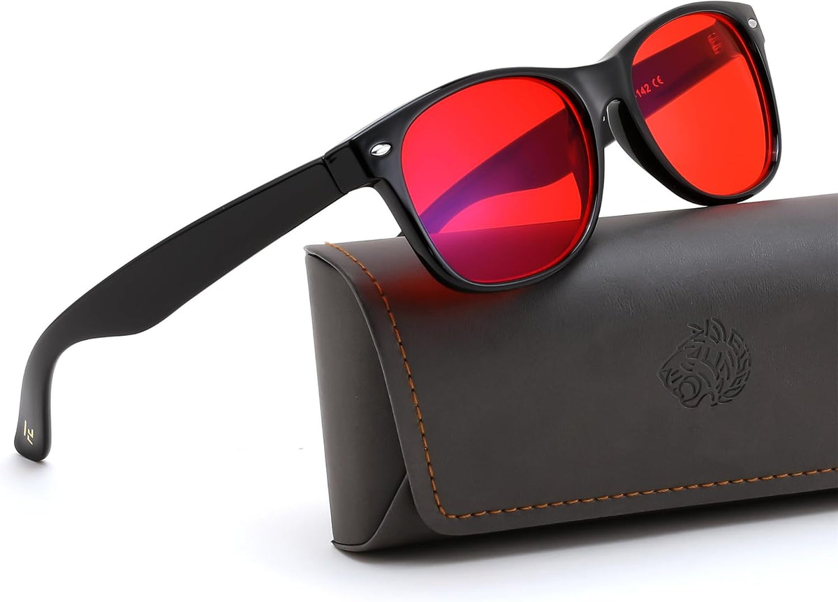 Black-red Lens / Red Lens | B0GK2DT1MG | FEISEDY Orange/Red Classic Blue Light Blocking Glasses for Women Men B0339