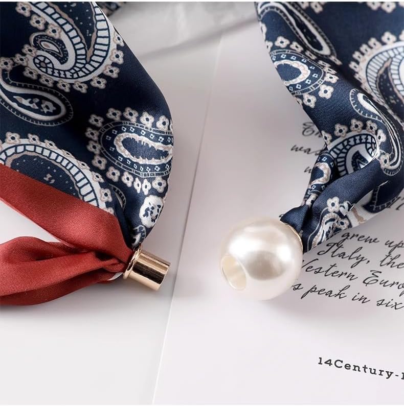 商品图片 3 | B0FR94CSSS | Neck Scarves with Magnetic Pearl Clasp - Elegant Purse Scarf for Women, Western Outfit & Shirt Accessory