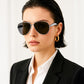 商品图片 24 | B0FKML2SSC | FEISEDY Oversized Aviator Sunglasses Women Men - Retro Gold Metal Chunky Frame, UV400 for Driving & Daily Wear B0311