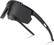 Black Frame Grey Lens / 60 Millimeters | B0CBRSHNT3 | FEISEDY Sports Sunglasses for Men and Women, UV400 Protection Cycling Goggles Golf Baseball Driving Fishing B0022