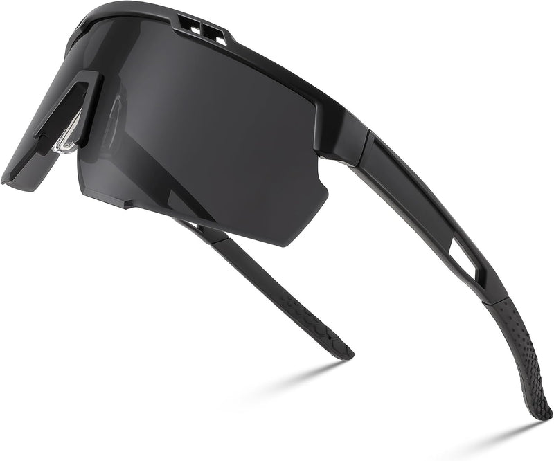 Black Frame Grey Lens / 60 Millimeters | B0CBRSHNT3 | FEISEDY Sports Sunglasses for Men and Women, UV400 Protection Cycling Goggles Golf Baseball Driving Fishing B0022