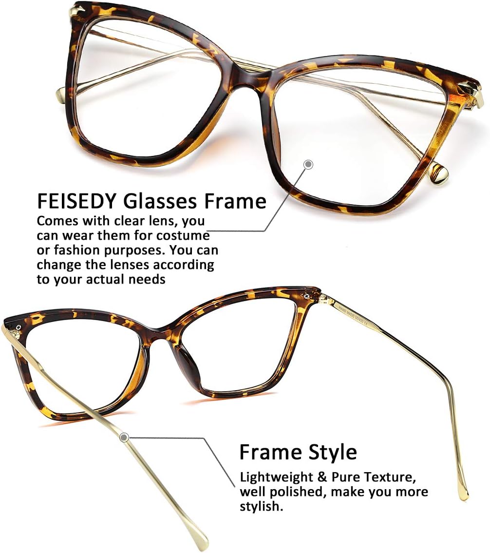 ÉÌƷͼƬ 45 | B07KK3P4KT | FEISEDY Oversized Cat Eye Glasses Frame with Clear Lenses Eyewear for Women B2460