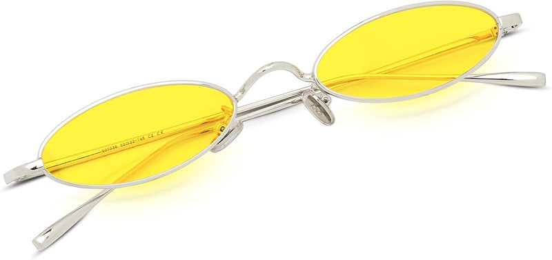 Default Title | B078RK79F4 | FEISEDY Vintage Small Sunglasses Oval Slender Metal Frame Candy Colors B2277