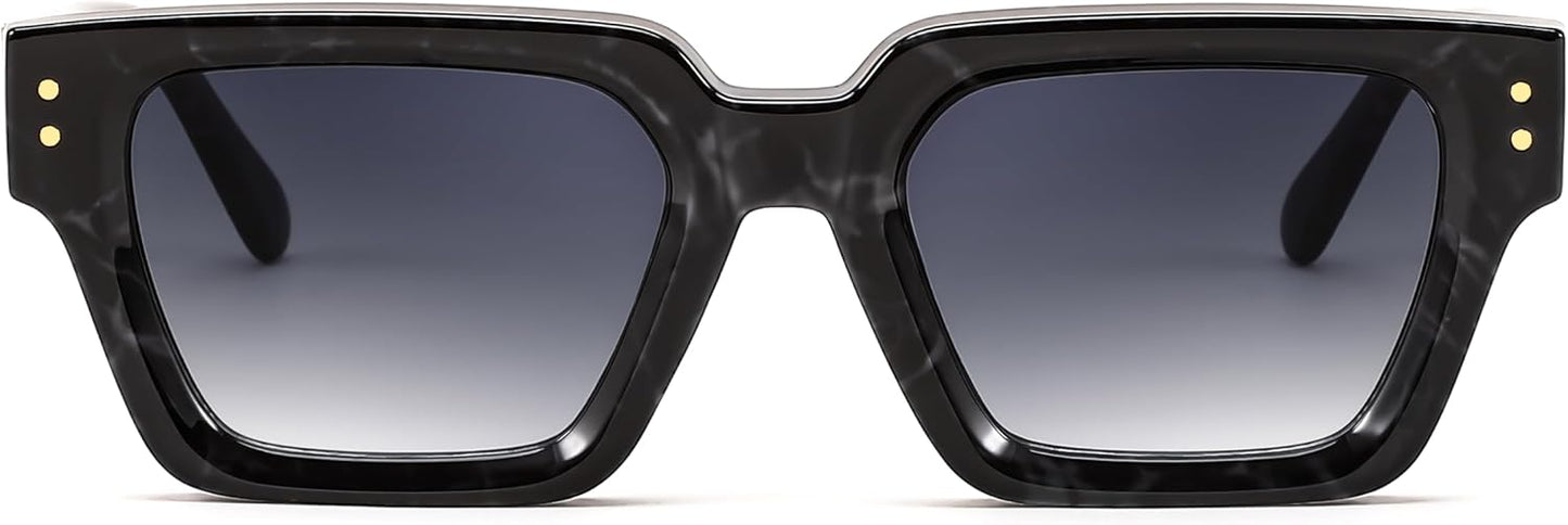 商品图片 3 | B0CHMMTXNK | FEISEDY Retro Rectangle Sunglasses Trendy Chunky Square Sun Glasses for Women Men UV400 Protection B0073