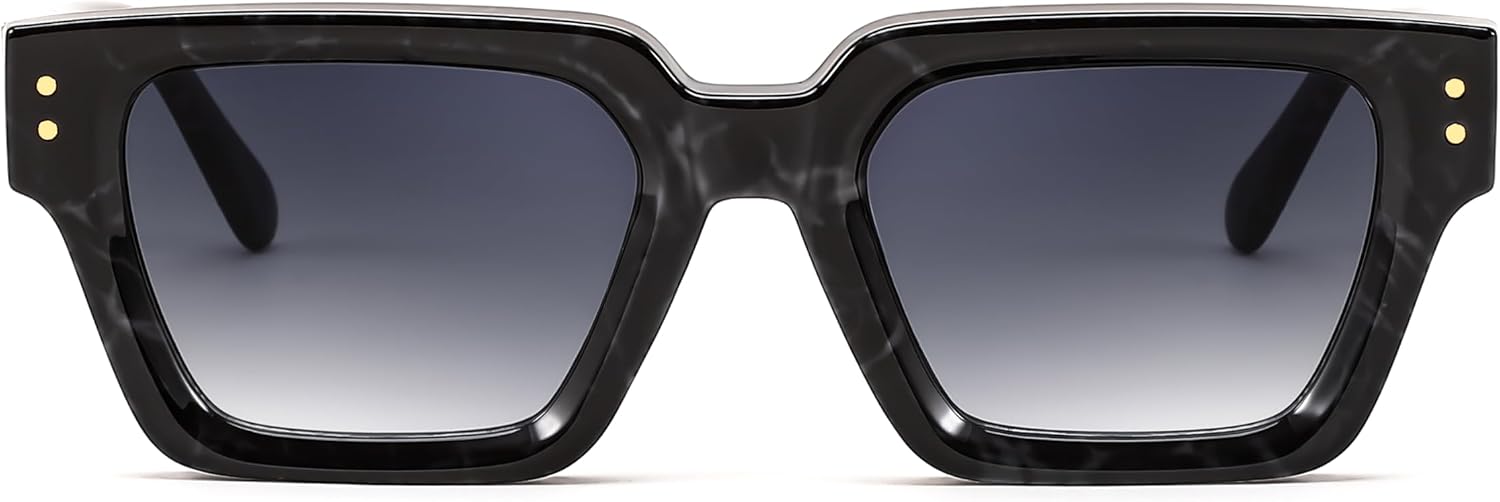 商品图片 3 | B0CHMMTXNK | FEISEDY Retro Rectangle Sunglasses Trendy Chunky Square Sun Glasses for Women Men UV400 Protection B0073