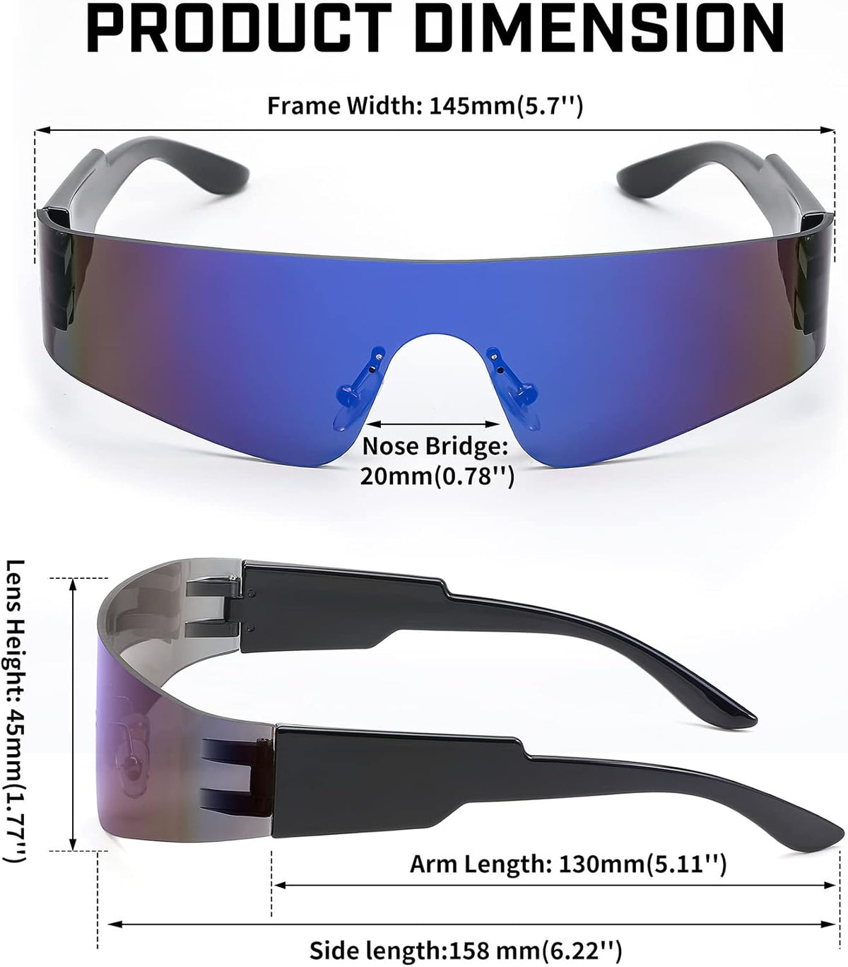 ÉÌƷͼƬ 5 | B0B1V45SXC | FEISEDY Y2K Futuristic Sunglasses Women Men Rimless One Piece Miorred B2927