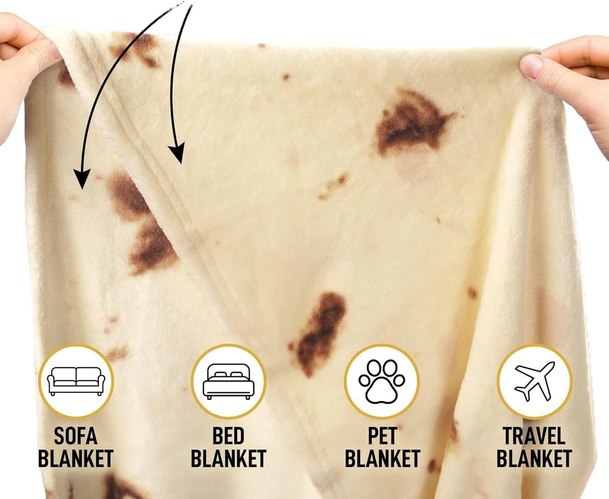 商品图片 5 | B0FMK1Z1BG | Burritos Tortilla Blanket, Tortilla Wrap Novelty Funny Soft Round Blanket (Beige, 47 inches)