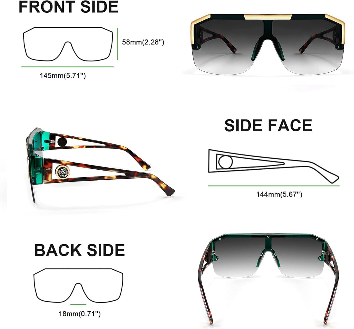 ÉÌƷͼƬ 3 | B09L4V27YS | FEISEDY Square Oversized Sunglasses for Men Women Flat Top B2765