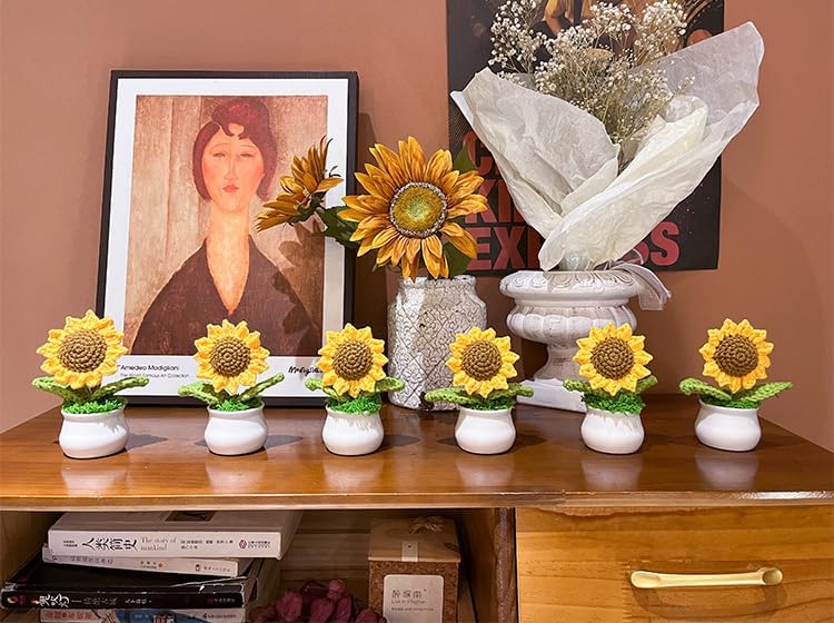商品图片 5 | B0DS541YYX | Artificial Sunflower Crochet Flowers for Office Desk Decor, Funny Gifts for Women Party Decorations