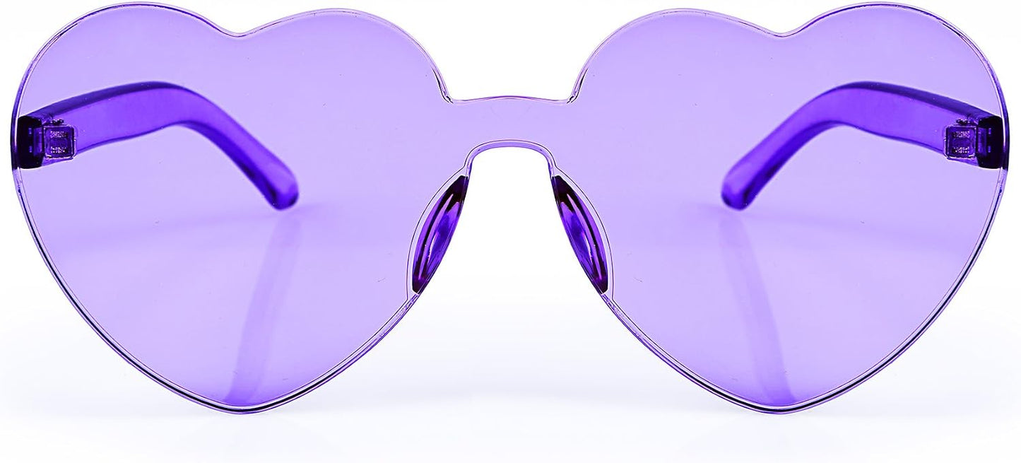 Purple | B07BLM9XSH | FEISEDY Thick Heart Sunglasses Rimless Heart Shaped Sun Glasses Women Fashion Love Glasses B2419