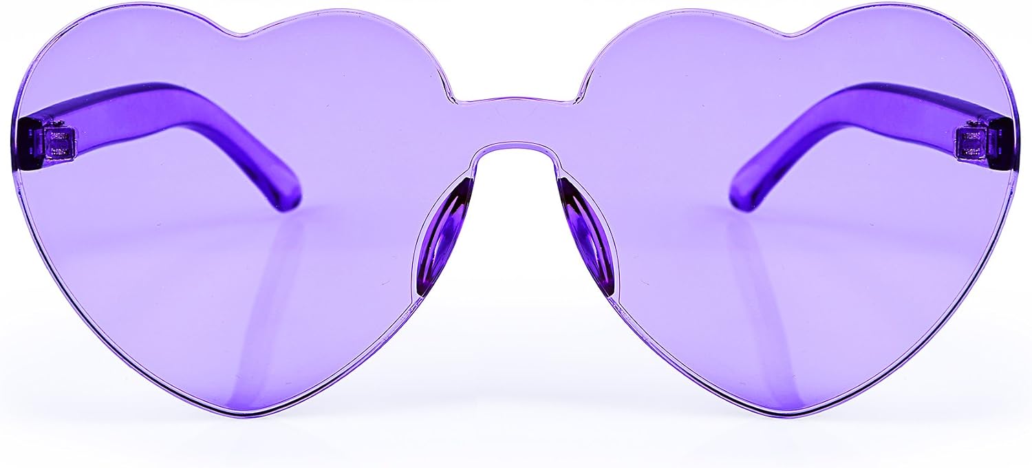 Purple | B07BLM9XSH | FEISEDY Thick Heart Sunglasses Rimless Heart Shaped Sun Glasses Women Fashion Love Glasses B2419