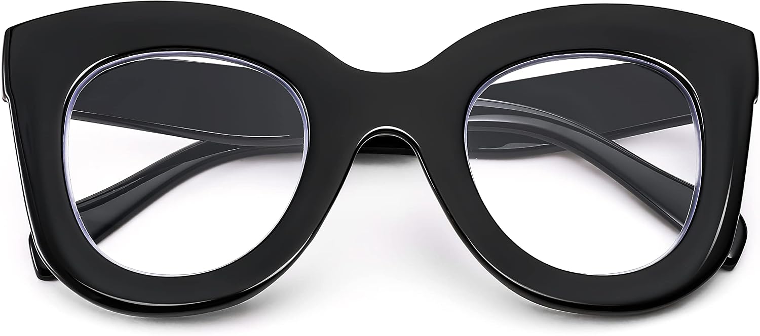 Black Frame / 3.0 x | B0BGPJPK2X | FEISEDY Retro Oversized Blue Light Blocking Reading Glasses Thick Frame Anti Glare Digital Eyestrain Readers B2980