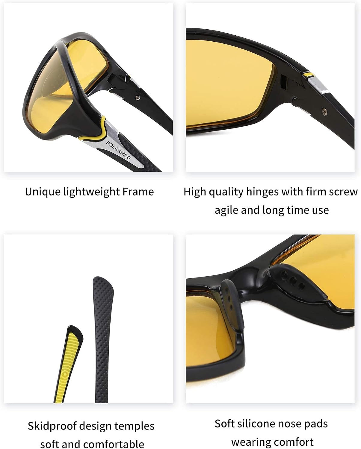 商品图片 64 | B09CT4VMCM | FEISEDY Classic Men Polarized Sports Sunglasses Night Driving Yellow Lenses Cycling Fishing Driving Glasses B2674