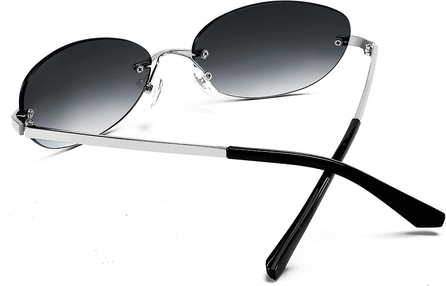 商品图片 25 | B0BZPBKFF1 | FEISEDY Trendy Rimless Oval Sunglasses for Women Men Retro 90s Eyewear Frame Y2K Glasses B2393