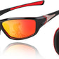 Black Red Frame/Red Mirrored Lens / 70 Millimeters | B09CTHFVFJ | FEISEDY Classic Men Polarized Sports Sunglasses Night Driving Yellow Lenses Cycling Fishing Driving Glasses B2674