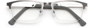Metal Gray Frame / 1.5 x | B0GS97VYPH | FEISEDY Blue Light Blocking Reading Glasses for Women Men, Classic Stylish Square Metal Semi Rimless Frame B0412