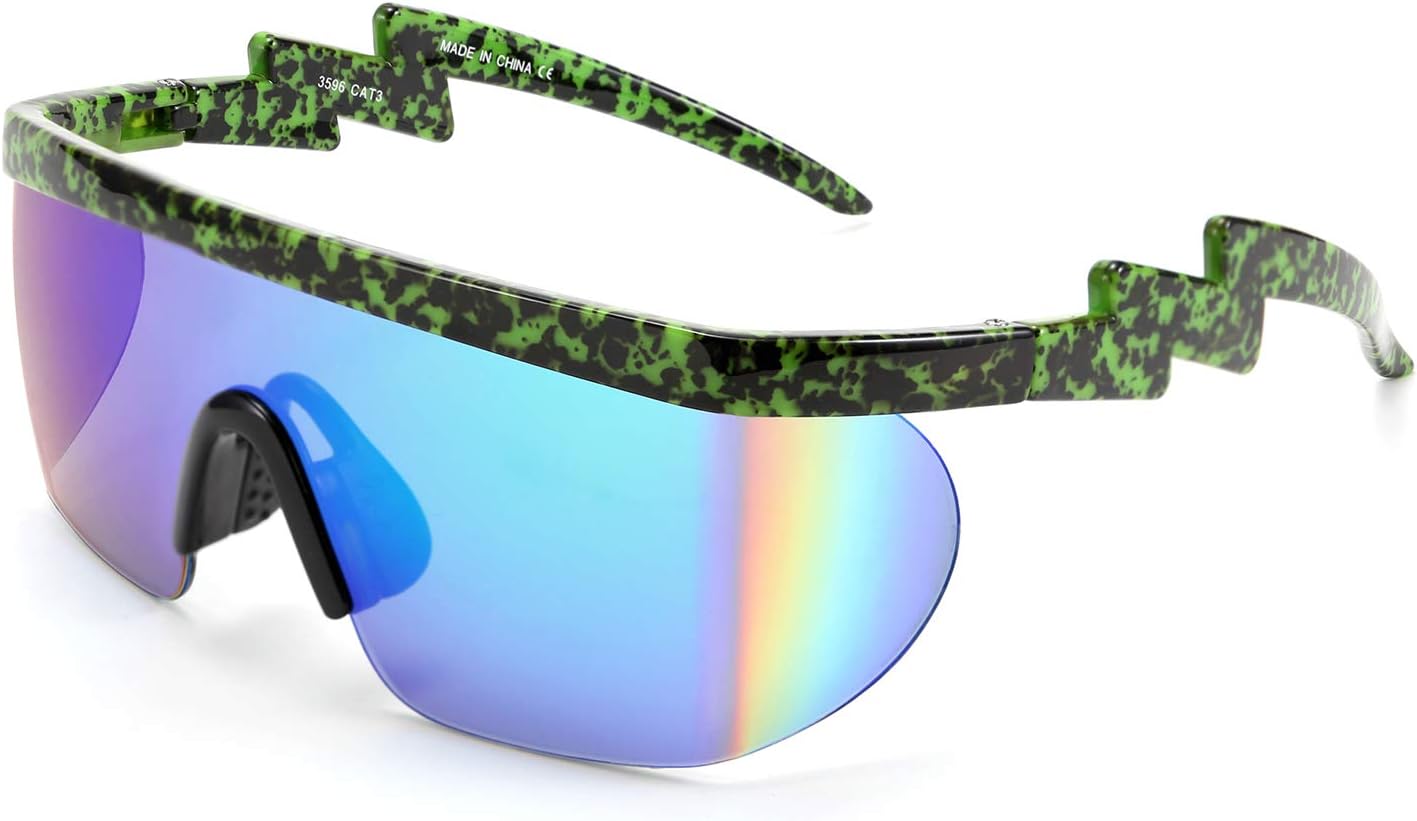 C03 Camouflage / 56 Millimeters | B087FBNB1B | FEISEDY Oversized Mirror Shield Sport 80s Sunglasses Ski Goggles Flat Top One Piece Futuristic Visor Women Men B2522