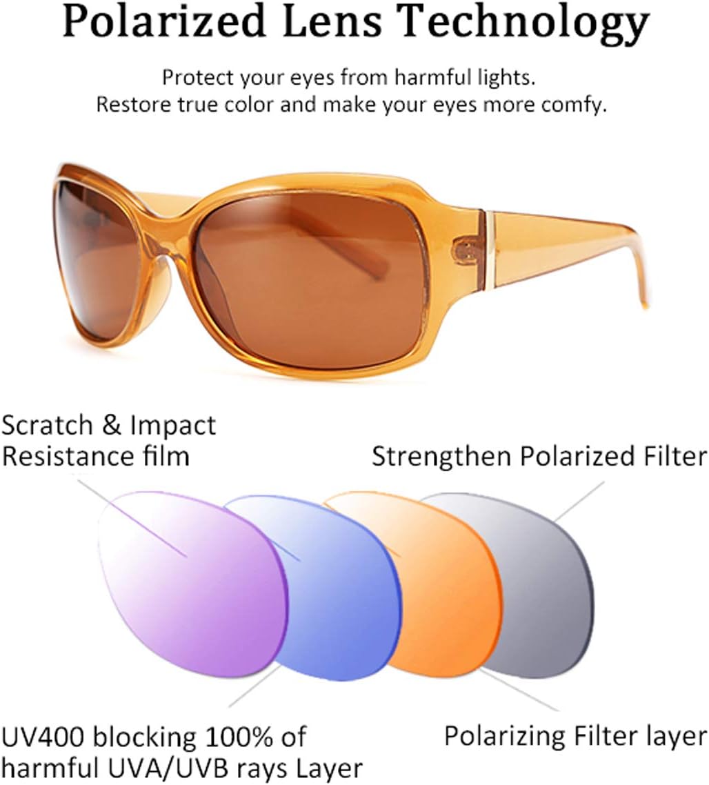 ÉÌƷͼƬ 5 | B07XNYV3GC | FEISEDY Polarized Oversized Sunglasses for Women Men, Classic Rectangle Wrap Around Large Frame UV400 Protection B2504
