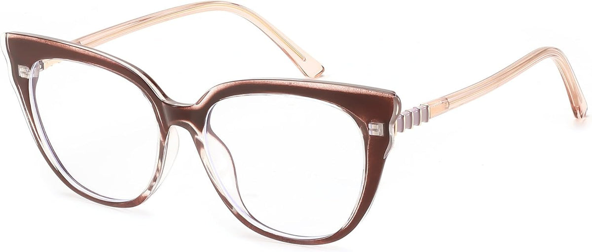 Transparent Brown / 50 Millimeters | B0D5XTSHNP | FEISEDY Cat Eye Blue Light Blocking Glasses for Women Anti Eyestrain & UV B0182