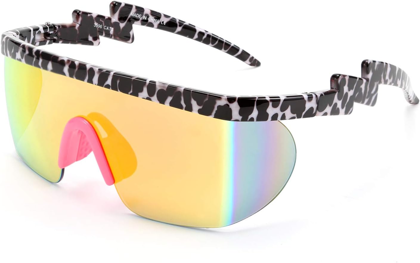 C02 Leopard / 56 Millimeters | B087DYN2Y5 | FEISEDY Oversized Mirror Shield Sport 80s Sunglasses Ski Goggles Flat Top One Piece Futuristic Visor Women Men B2522