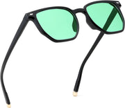 Black/Green / 52 Millimeters | B0F59C8YJN | FEISEDY Retro Square Sunglasses Women Men Trendy Rectangle Shades Vintage Sun Glasses B0274