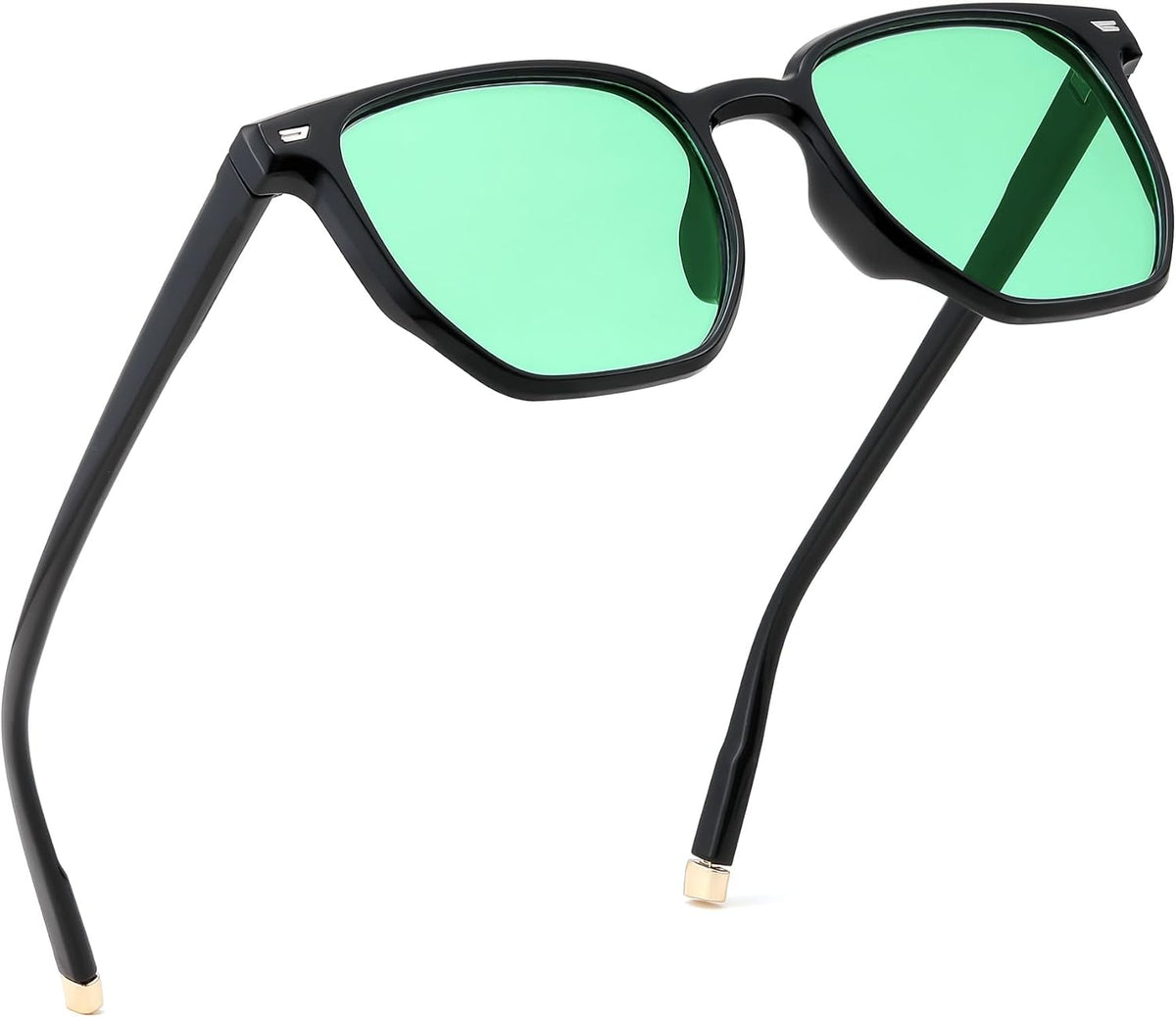 Black/Green / 52 Millimeters | B0F59C8YJN | FEISEDY Retro Square Sunglasses Women Men Trendy Rectangle Shades Vintage Sun Glasses B0274