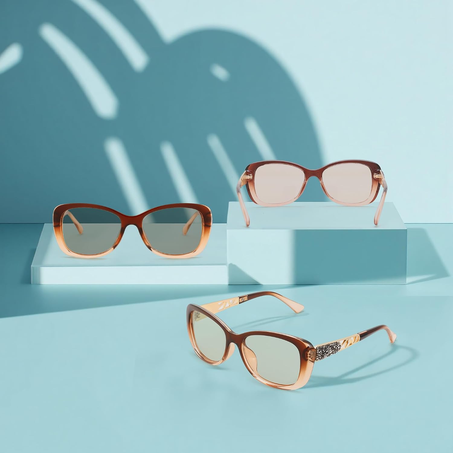 商品图片 12 | B0D2RBKKPD | FEISEDY Polarized Women Sunglasses Retro Shades Photochromic Lens Sparkling Crystal Sunglasses UV400 Protection B0144