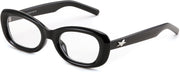 Black / 50 Millimeters | B0DD6YKJC4 | FEISEDY Retro Oval Blue Light Blocking Glasses for Women Nerd Fake Glasses Y2k Small Eyewear Frame B0229