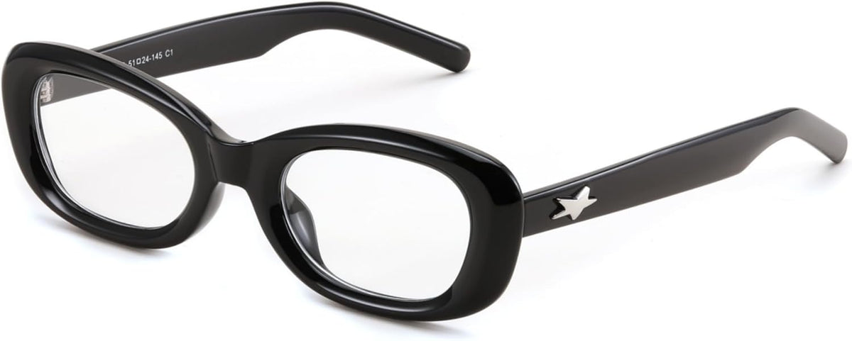 Black / 50 Millimeters | B0DD6YKJC4 | FEISEDY Retro Oval Blue Light Blocking Glasses for Women Nerd Fake Glasses Y2k Small Eyewear Frame B0229