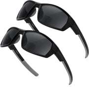 Black / 3.0 x | B0FGJ8D1Q6 | FEISEDY 2 Pack Bifocal Reader Sunglasses for Men Wrap Around Design Sun Readers Sports/Outdoor/Driving/Fishing B0303