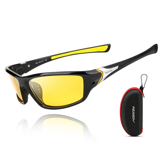 FEISEDY Classic Men Polarized Sports Sunglasses Night Driving Yellow Lenses Cycling Fishing Driving Glasses B2674
