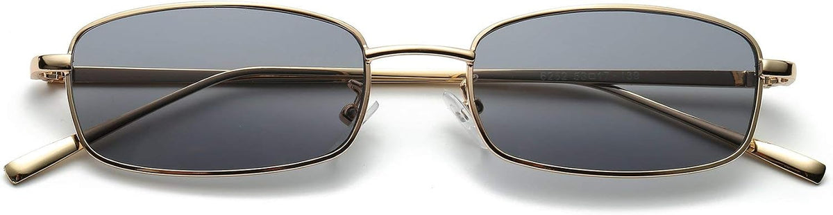 Glod/Gray / 52 Millimeters | B07BPGWXNC | FEISEDY Vintage Small Rectangle Sunglasses Women Men Retro Trendy Square Metal Frame Sun Glasses B2295