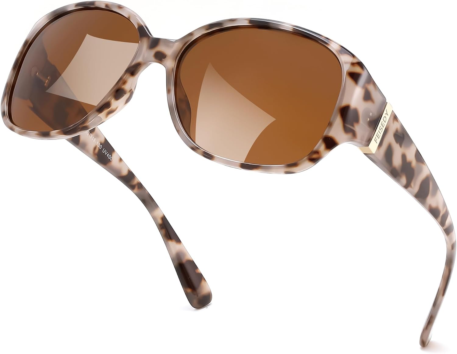 Pink Tortoise Frame & Tea Lens / 58 Millimeters | B0H4QXW3SY | FEISEDY Women's Polarized Sunglasses Wrap Around Vintage Fashion Sunnies UV400 Protection B0394