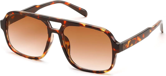 Tortoise/Gradient Tea / 56 Millimeters | B0DNZ44ZMV | FEISEDY Retro Aviator Sunglasses for Women Men 70s Classic Vintage Shades Trendy Square Sun Glasses B0253