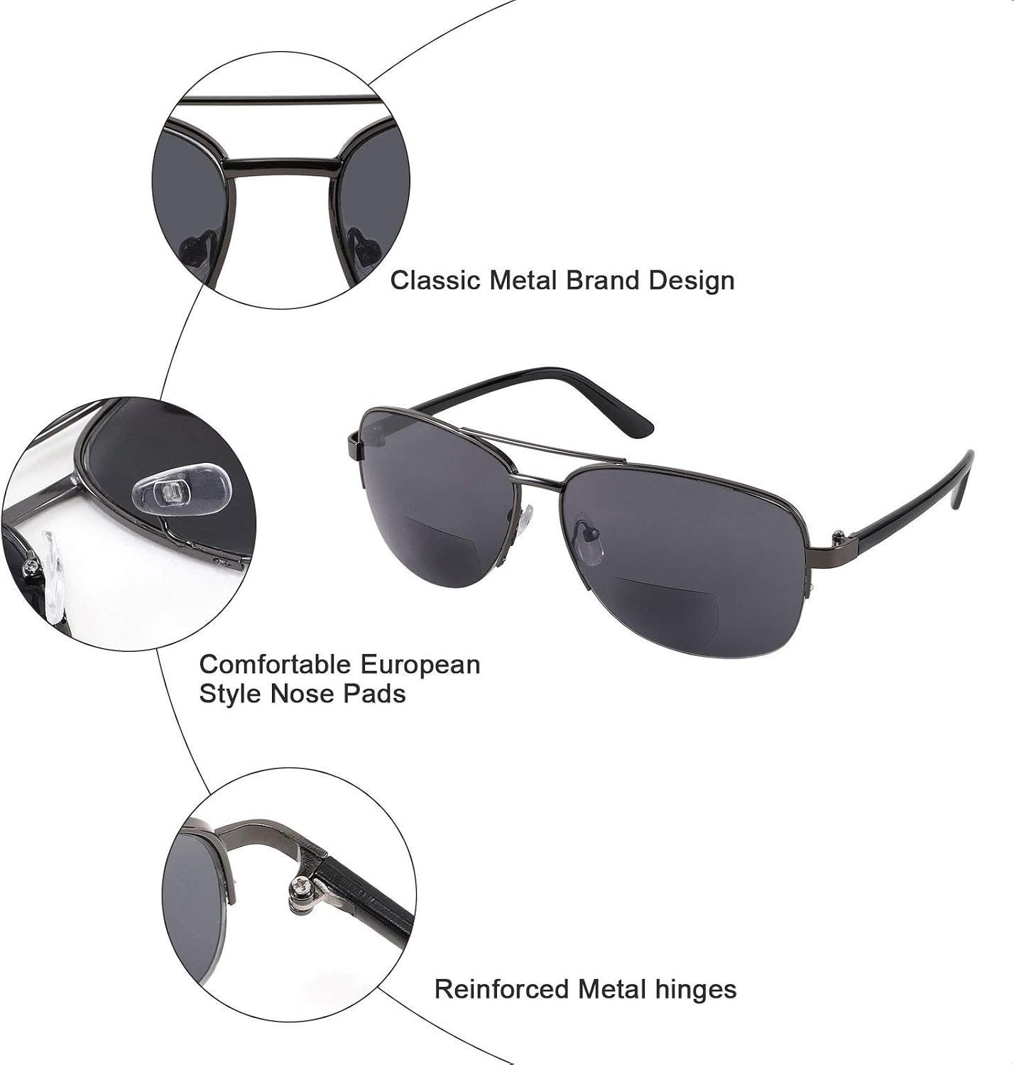 商品图片 6 | B08PDCKNN4 | FEISEDY Reader Sunglasses for Men Women Bifocal for Reading Under Sun Glasses B2718