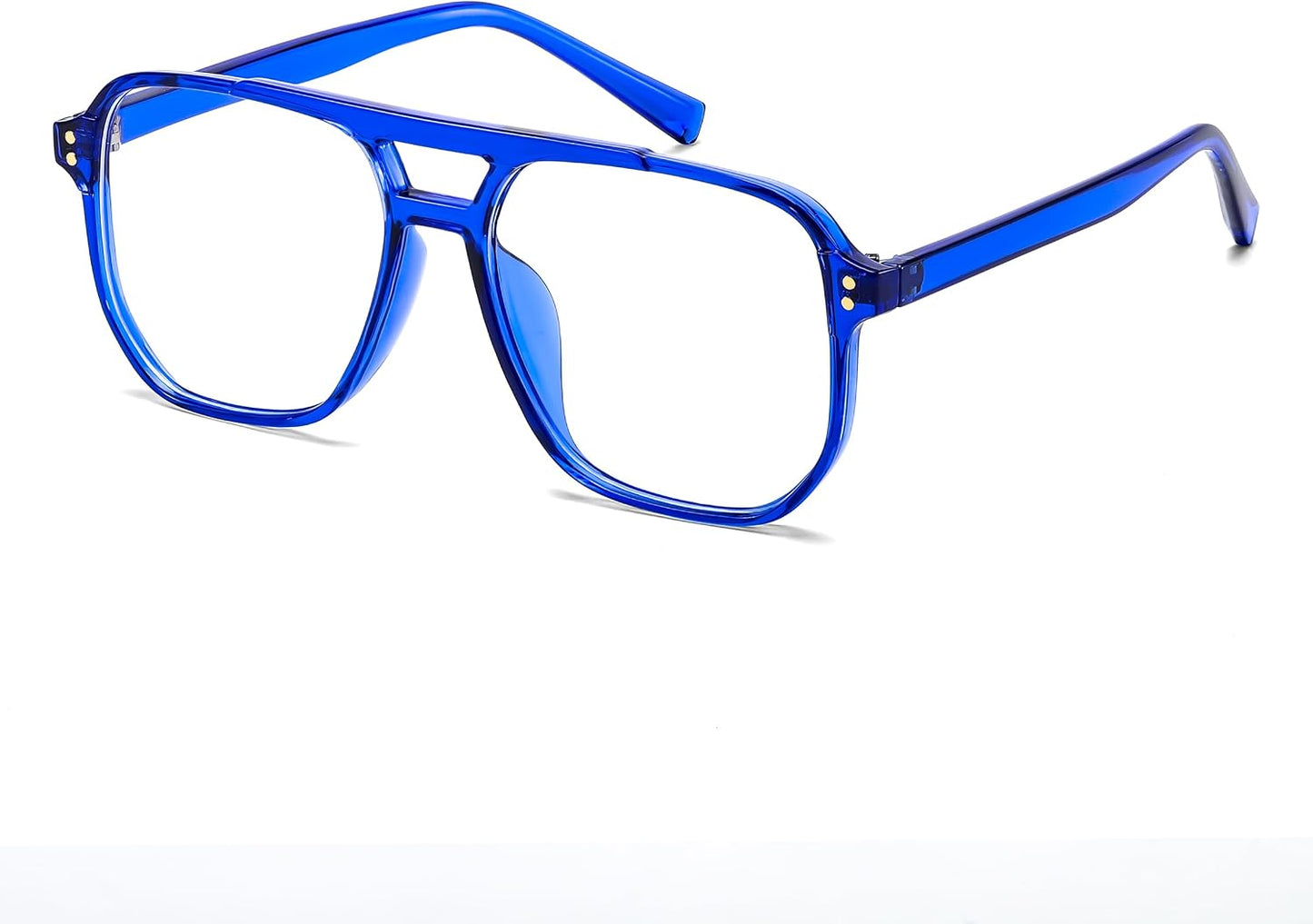 Transparent Blue Frame / 54 Millimeters | B0DNSBDBK9 | FEISEDY Blue Light Glasses for Women Men Oversized Pilot Lightweight B2866