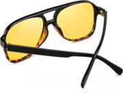 ÉÌƷͼƬ 122 | B0CB543WBD | FEISEDY Vintage Retro 70s Plastic Aviator Sunglasses Women Men Classic Large Squared Frame B2751